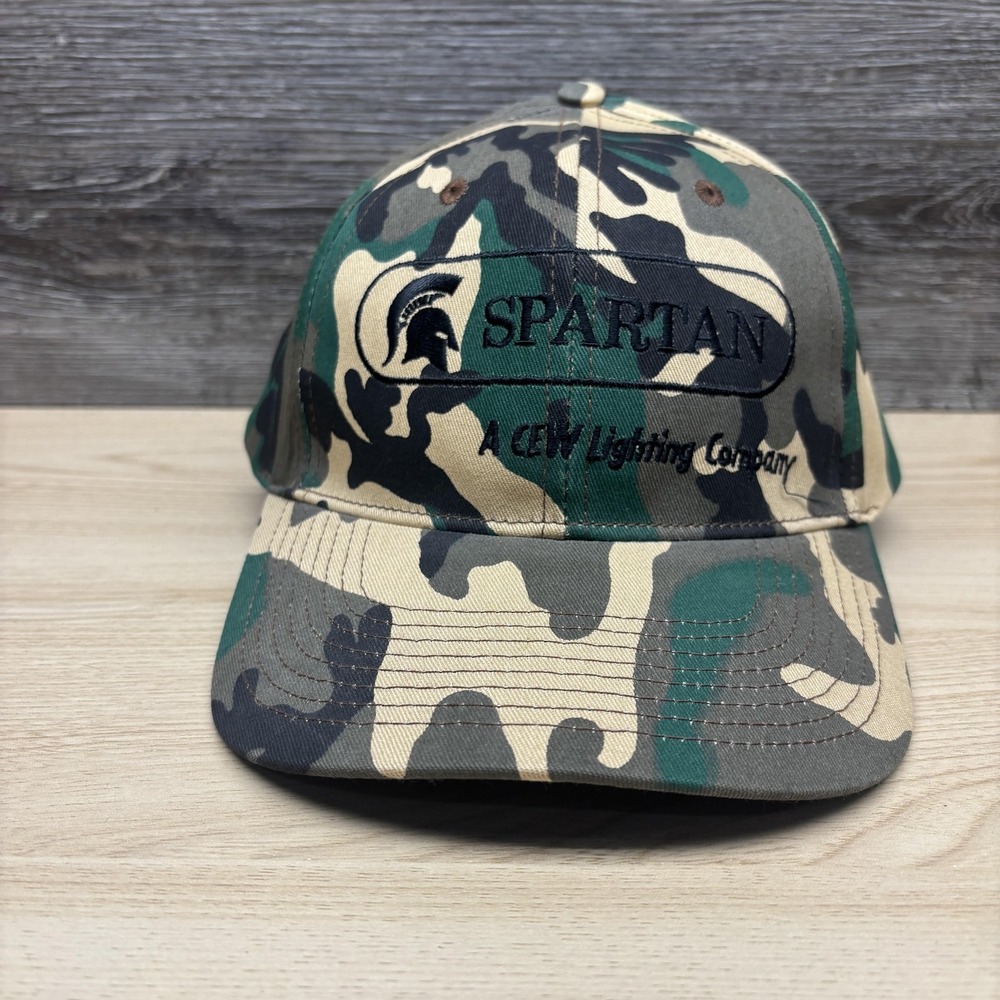 Vintage Spartan Hat Cap Snap Back Camo A CEW Lighting Company Mens 90s